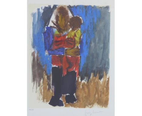 JOSEF HERMAN OBE RA, (Polish/British 1911-2000) MOTHER &amp; CHILD lithograph, 49/150, signed in pencil, framed under glass, 