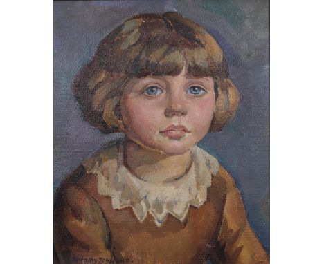 DOROTHY JOHNSTONE A.R.S.A (SCOTTISH 1892-1980), PORTRAIT OF MOIRA, signed oil on canvas, framed with inscription verso, 30 x 