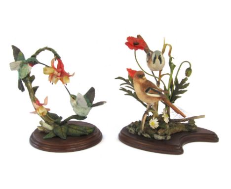 Two Country Artist figure groups, comprising Ruby Throated Hummingbirds  with Fuchsias, 20cm high, and Summer Rendezvous, No 