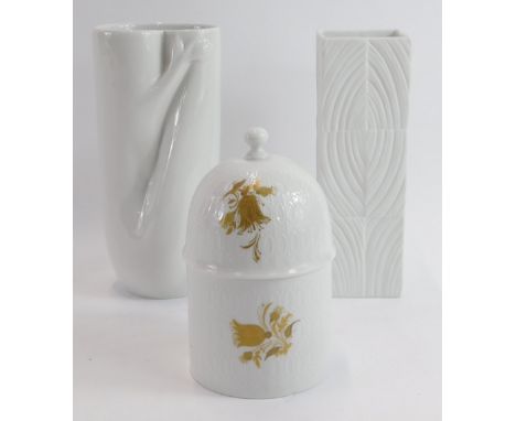 A group of decorative ceramics, comprising a Rosenthal studio line vase, designed by Martin Freyer, 18cm high, a Meissen whit
