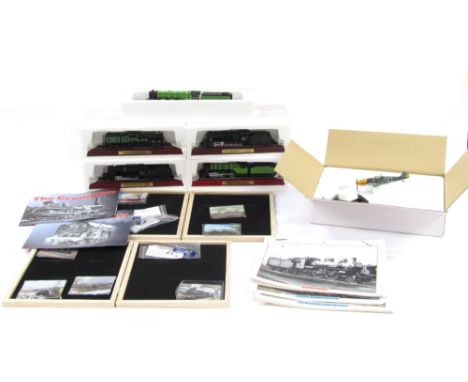 A group of static model train replicas, to include LNER B2 Green Arrow, Shade locomotive St - Gothard C4-5 Class, The Wurtemb