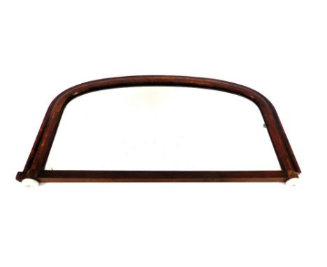 A 19thC walnut overmantel mirror, on ceramic supports, 59cm high, 100cm wide, 5cm deep. 
