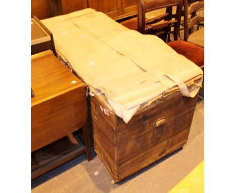 PINE TRUNK. Large pine trunk on ceramic castors 