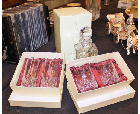 GALWAY CRYSTAL. Galway crystal decanter and two sets of drinking glasses 