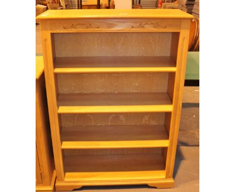 BOOKCASE. Golden oak three shelf bookcase