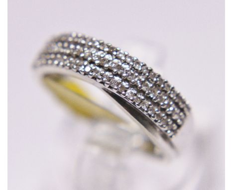 DIAMOND RING.  9ct white gold three row diamond ring approximately 0.60ct size N RRP £700