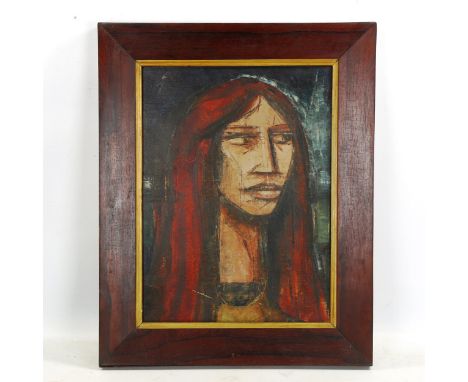 Mid-20th century oil on panel, abstract head, unsigned, 44cm x 32cm, framedGood original condition, a few very light surface 