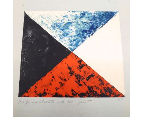 Man Ray, Marchand De Couleurs, colour lithograph, signed with monogram with dedication from Juliet (Mrs Juliet Browner Ray), 