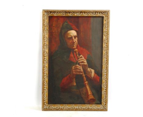 Late 19th century pre-Raphaelite School oil on canvas, study of a musician, unsigned, 55cm x 34cm, framed2 small patch repair
