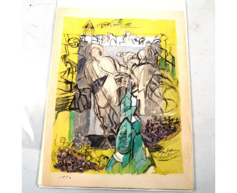 Jacques Villon (1875 - 1963), colour lithograph, abstract, 1952, sheet 38cm x 28cm, unframedGood condition 