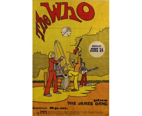 The Who, original concert poster, June 24th 1970 at Spectrum in Philadelphia, framed, overall 85cm x 60cmGood original condit