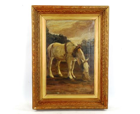 19th century oil on canvas, The Dinner Hour, unsigned, 45cm x 31cm, framedGood condition, a very small old patch repair on th