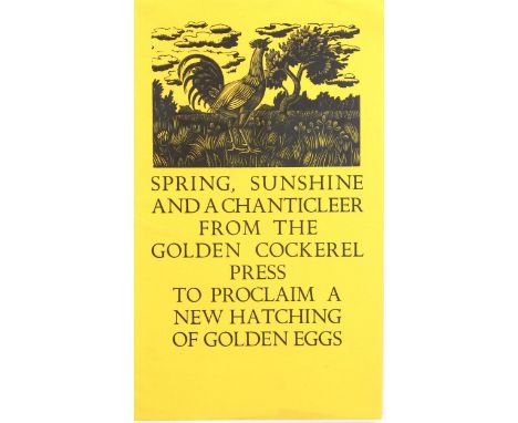 Eric Ravilious, woodcut prospectus from the Golden Cockerel Press circa 1930s, sheet 32cm x 19cm, framedA few very light crea