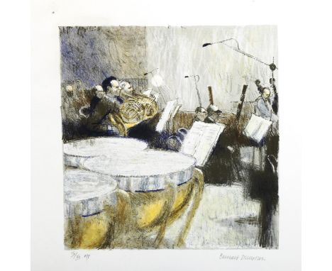 Bernard Dunstan, lithograph, orchestra, signed in pencil, artist's proof, image 35cm x 34cm, framedGood condition 