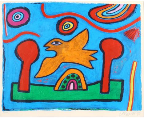 Corneille, original lithograph, Signs, signed in pencil dated '96, no. 108/500, image 39cm x 50cm, framedVery slight paper di
