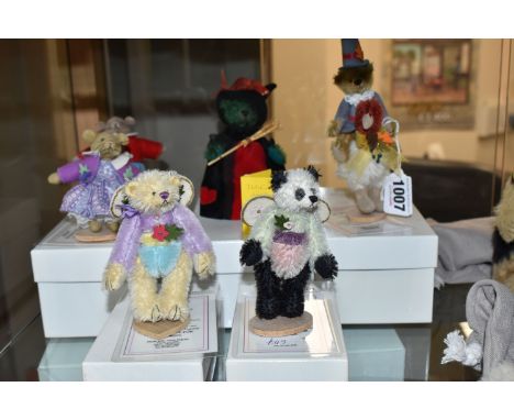 SEVEN DEB CANHAM MINIATURE COLLECTORS BEARS AND OTHER ANIMALS, limited edition, comprising Mumbo Jumbo the elephant no 84/300