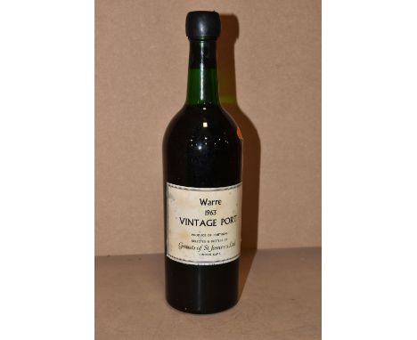 PORT, One Bottle of WARRE 1963 Vintage Port, selected and bottled by Grants of St James's, fill level bottom neck, seal intac
