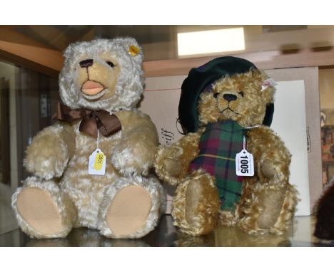 TWO STEIFF TEDDY BEARS, comprising boxed Scottish Bear no 654732, limited edition 550/3000 with certificate, made from blond 