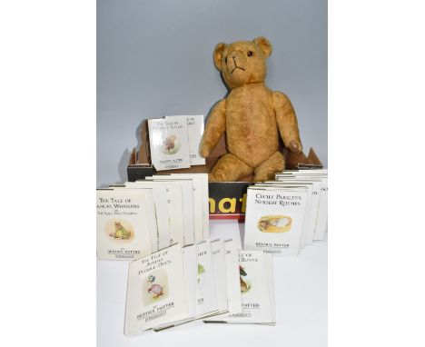 ONE BOX OF BEATRIX POTTER BOOKS AND A VINTAGE TEDDY BEAR, comprising the set of twenty three Peter Rabbit books, the books ar