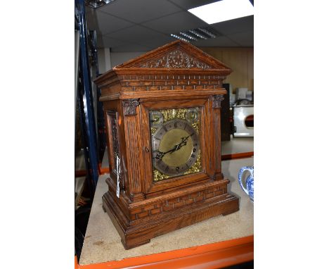 A LATE NINETEENTH/EARLY TWENTIETH CENTURY WINTERHALDER and HOFMEIER MANTEL CLOCK, eight day movement with strike silent, silv