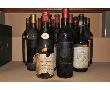 WINE, Seventeen Bottles of Old / Vintage Wines comprising 1 x Vosnee  Romanee Aux Malconsorts 1964, Grand Vin de Bourgogne, i