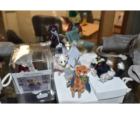 SIX DEB CANHAM MINIATURE COLLECTORS BEARS AND OTHER ANIMALS, limited edition, comprising Millicent and Maximus felt mice, eac