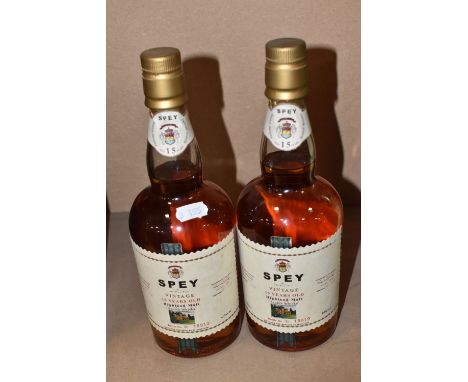 SINGLE MALT, Two Bottles of SPEY VINTAGE 15 Year Old, from Alec Harvey's Private Reserve, distilled 1986, bottle no's. 86 - 1