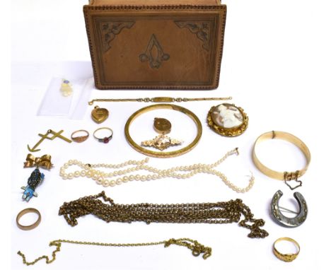 A COLLECTION OF VICTORIAN AND LATER JEWELLERY INCLUDING A CAMEO BROOCH,   comprising; an oval shell cameo brooch depicting Di