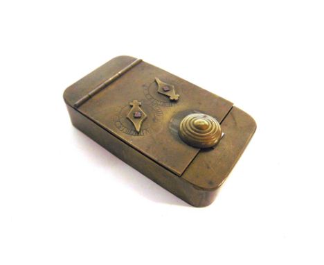 AN EARLY 19TH CENTURY BRASS TWO-DIAL COMBINATION LOCK SNUFF BOX  72mm long. 
