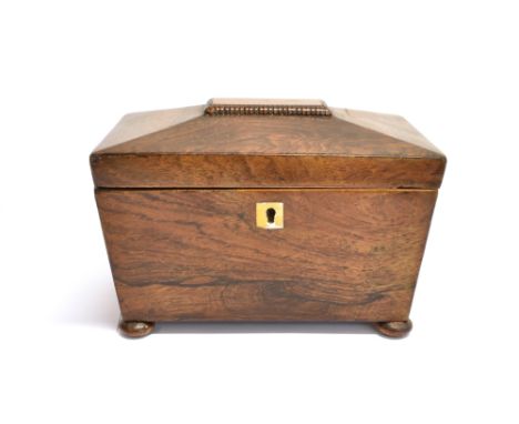 A SMALL VICTORIAN ROSEWOOD TEA CADDY  21cm wide