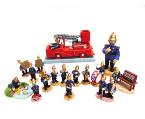 SIXTEEN 'CAMBERWICK GREEN COLLECTION' TRUMPTON FIRE BRIGADE FIGURINES  by Robert Harrop Designs, including a musical fire eng