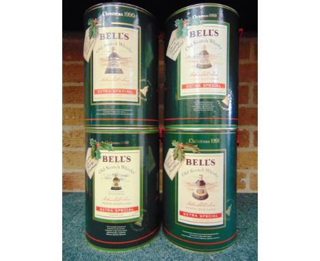 [WHISKY]. FOUR BELL'S CHRISTMAS DECANTERS BY WADE  comprising those for 1988, 1989, 1990 &amp; 1991, each unopened, each in d