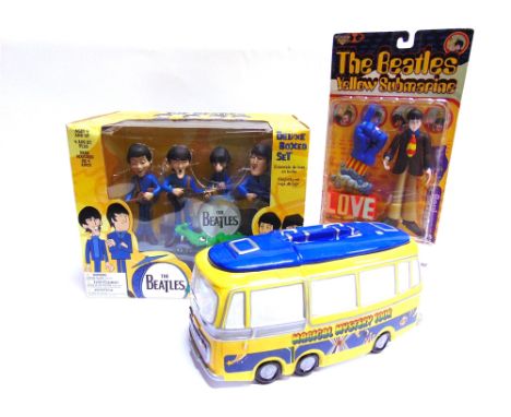 THE BEATLES - ASSORTED COLLECTABLES  comprising a McFarlane Toys Beatles group deluxe boxed set; McFarlane Toys Yellow Submar