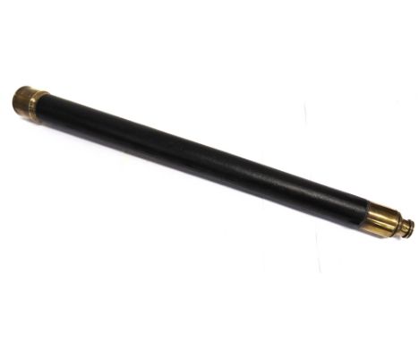 A BRASS SINGLE-DRAW TELESCOPE  by J. Fletcher &amp; Son, 95 Leadenhall Street, London, with a leather-covered main body and r