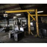 PEDESTAL CRANE, Coffing 1 T. cap. electric hoist, approx. 17' reach, approx. 11' under hoist