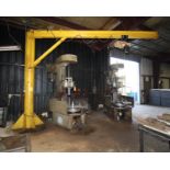 PEDESTAL CRANE, Coffing 1 T. cap. electric hoist, approx. 17' reach, approx. 11' under hoist
