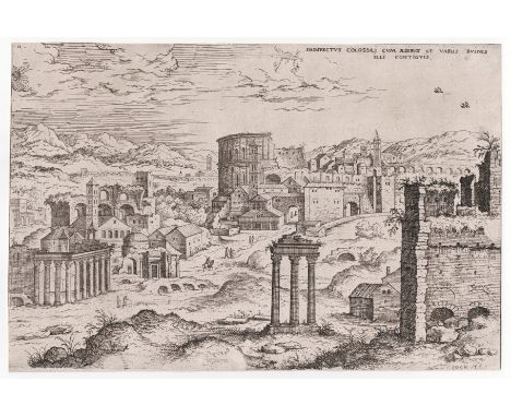 Hieronymus Cock, View of the Forum Romanum in Rome  /  Description:  View of the Forum Romanum in Rome" From the series Roman