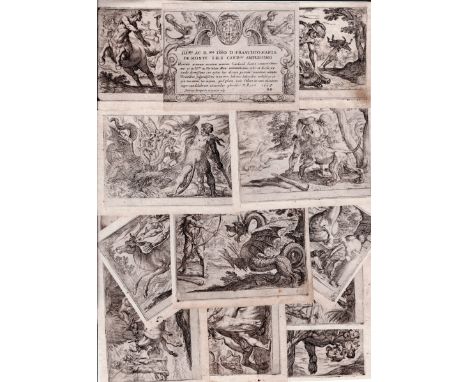 Antonio Tempesta - The Labours of Hercules (complete 13) -1608  /  Description:  A rare complete series of 12 etchings and ti