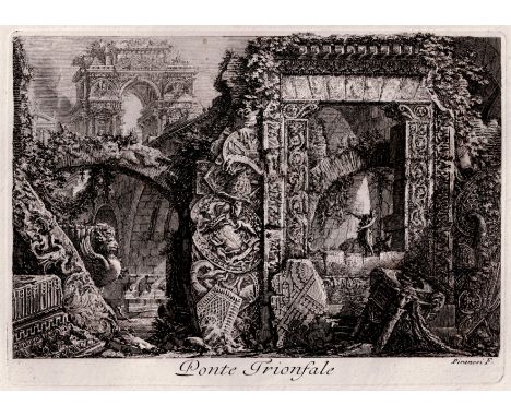 G.-B. Piranesi - Ponte Trionfale  /  Description:  Ponte trionfale - Triumphal bridge. Etching from Opere Varie di architettu