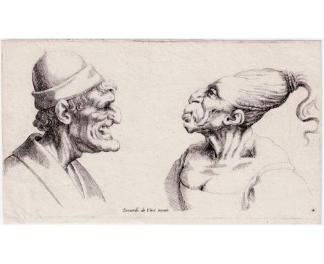 Leonardo De Vinci - Deformed Heads, By Wenceslaus Hollar  /  Description:  The Leonardo da Vinci studies of deformed heads ar