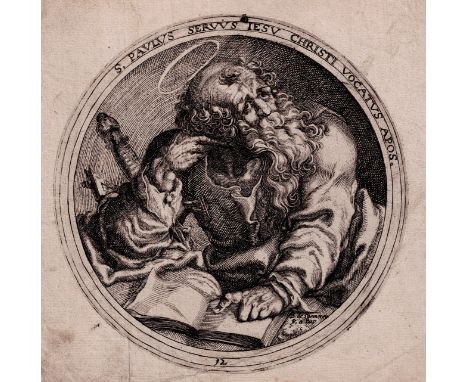 Bernard van Someren (1572-1632) - Saint Paul - RRR  /  Description:  St Paul, half-length slightly turned to left reading a b