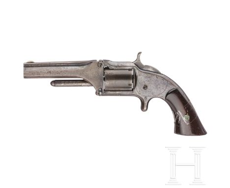 Smith &amp; Wesson 1 1/2 model, first issue, um 1865Kal. .36 RF long, Nr. 6472, achtkantiger, 3½"-Lauf mit rauer Seele. Fünfs