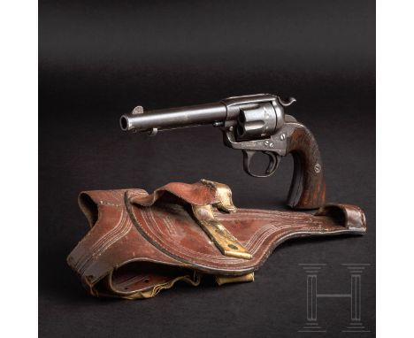 Colt Frontier Six Shooter Mod. Bisley, 1909; mit Al Furstnow SchulterholsterKal. 44 WCF, Nr. 310419, nummerngleich. Blanker 5