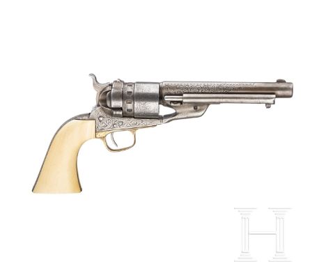 Colt Model 1860 Army, Richards Conversion, graviert, um 1876, mit Elfenbeingriff und HolsterKal. 44, Nr. 4196, wie üblich nic