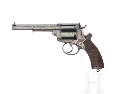 Adam's Mark II Mod. 1872Kal. .450 EnglishRevolver, Nr. 3002, nummerngleich. Blanker Oktagonallauf, Länge 6". Sechsschüssige, 