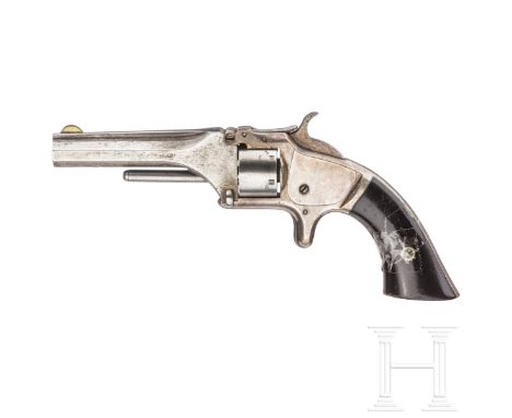 Smith &amp; Wesson first model, second issue, USA, um 1870Kal. .22 kurz, Nr. ---, Achtkantlauf 3-3/16" mit rauer Seele. Siebe