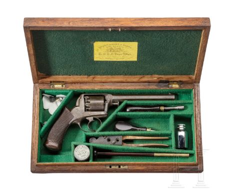 Perkussionsrevolver im Kasten, Deane Adams &amp; Deane, LondonKal. .44 BlackPowder, Nr. 6188.R.149, oktagonaler 160 mm Lauf m