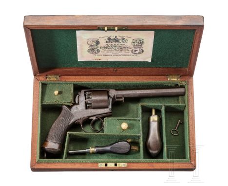 Perkussionsrevolver im Kasten, John Clough &amp; Son, Bath Kal. .44 BlackPowder, Nr. 30268.R., DA only, oktagonaler 160 mm La