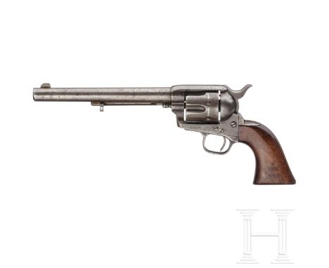 Colt SAA, 7½", 1874 (!)Kal. 45 Colt, Nr. 1815, nummerngleich. Fast blanker Lauf mit sehr guten Feldern und Zügen, Länge 7½". 