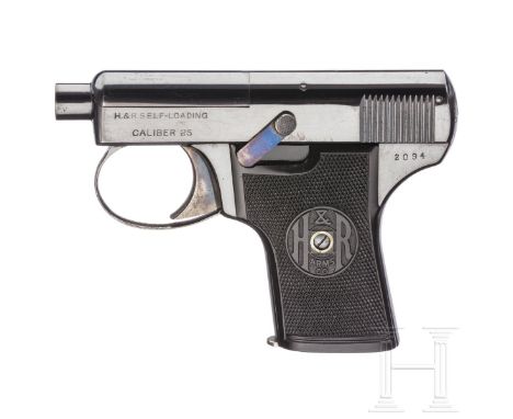 Harrington &amp; Richardson Self-Loading WTPKal. .25 ACP, Nr. 2094, nummerngleich. Blanker Lauf, Länge 2". Siebenschüssig. Fe